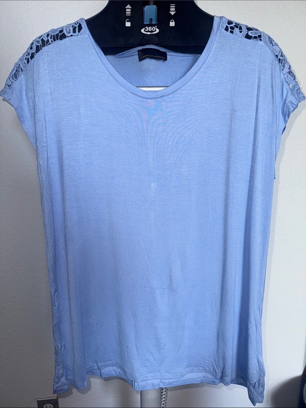 Buffalo David Bitton Light Blue Lace-Trim Tank Top